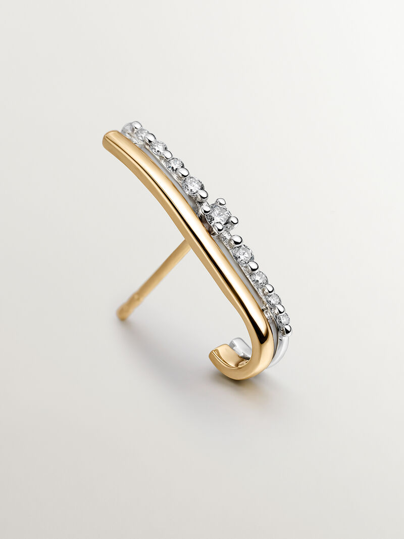 Individual left climber earring in 18K yellow and white gold with diamonds. image number 4