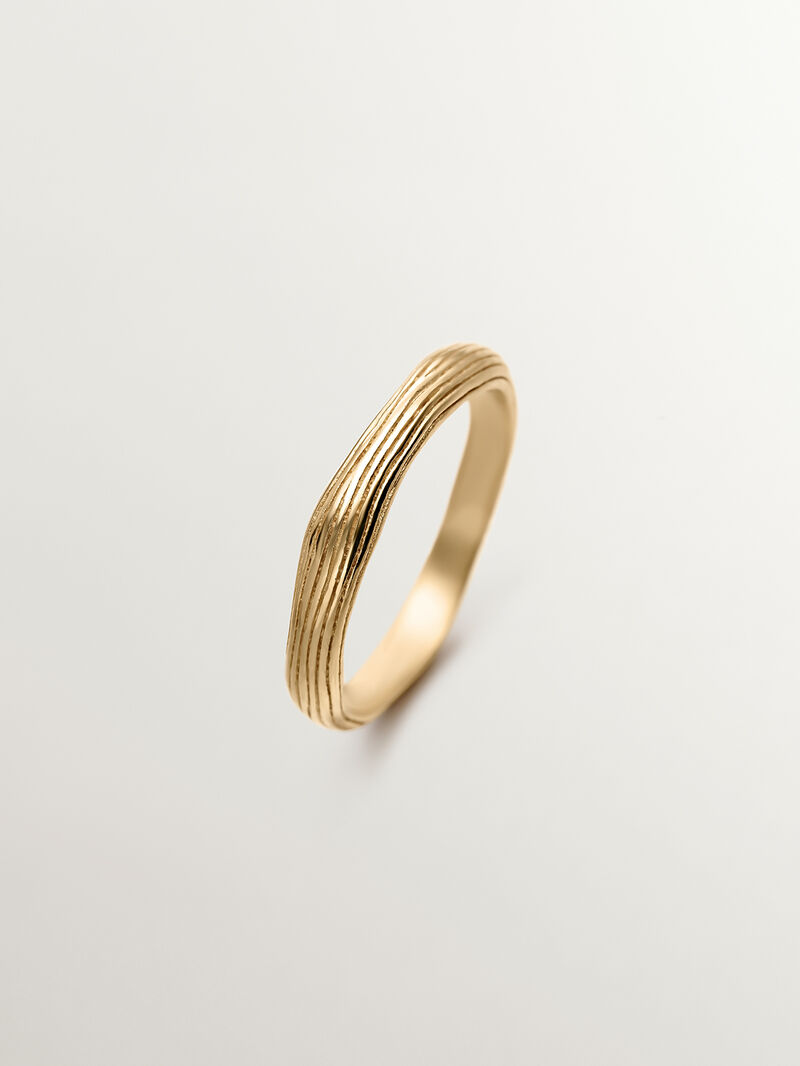 925 Silver ring bathed in 18K yellow gold with relief image number 0