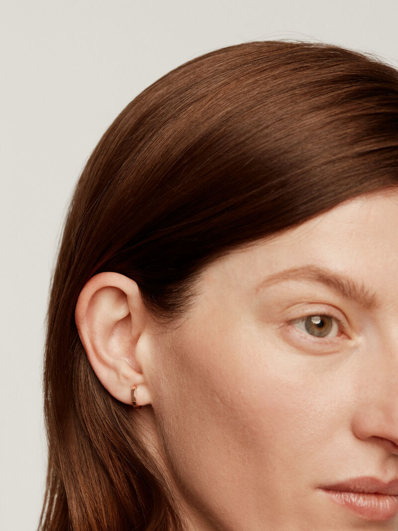 Small 925 silver hoop earrings bathed in 18K rose gold image number 3