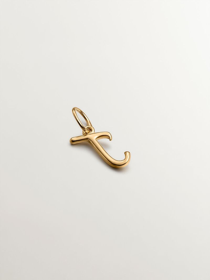 925 Silver charm bathed in 18K yellow gold with initial J. image number 1