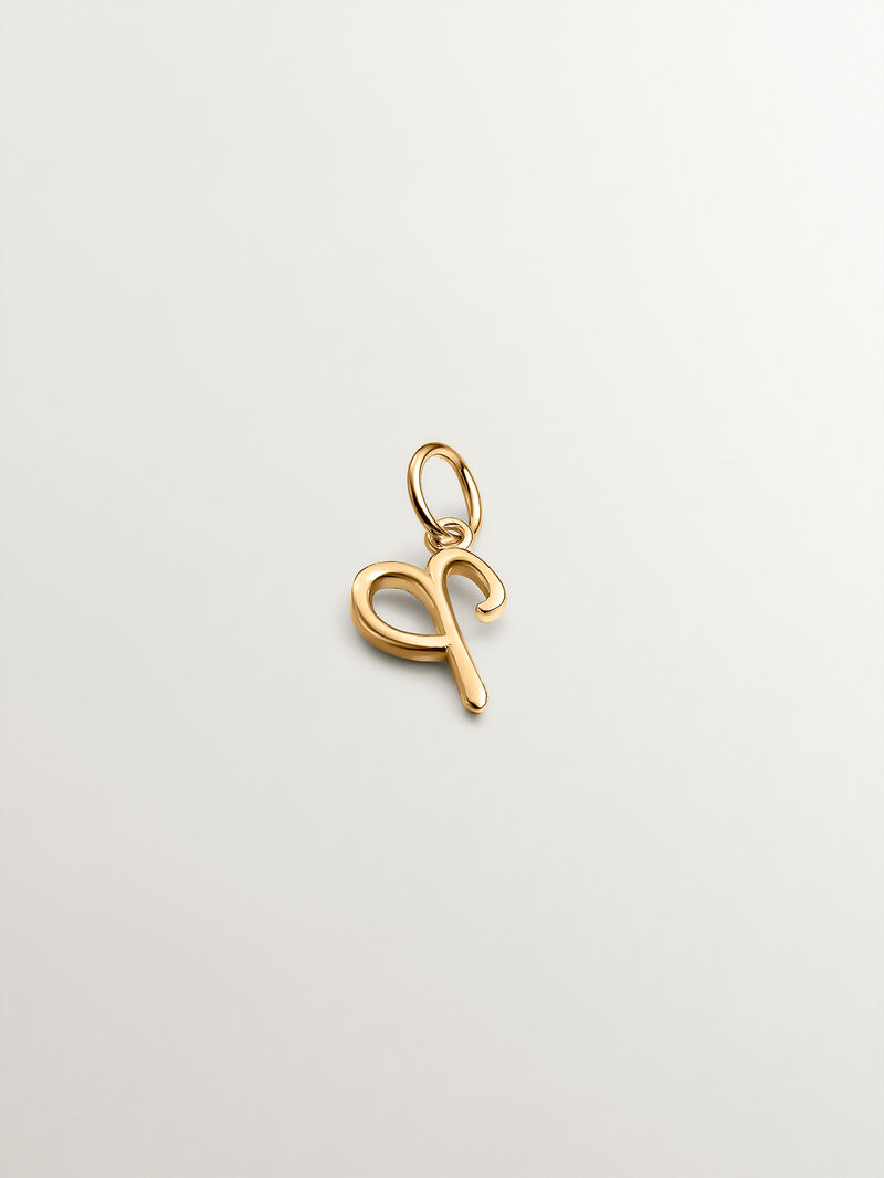 18K Yellow Gold Plated 925 Silver Charm with Initial P image number 1