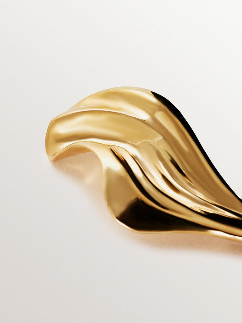 Textured 18K yellow gold plated 925 silver brooch image number 2