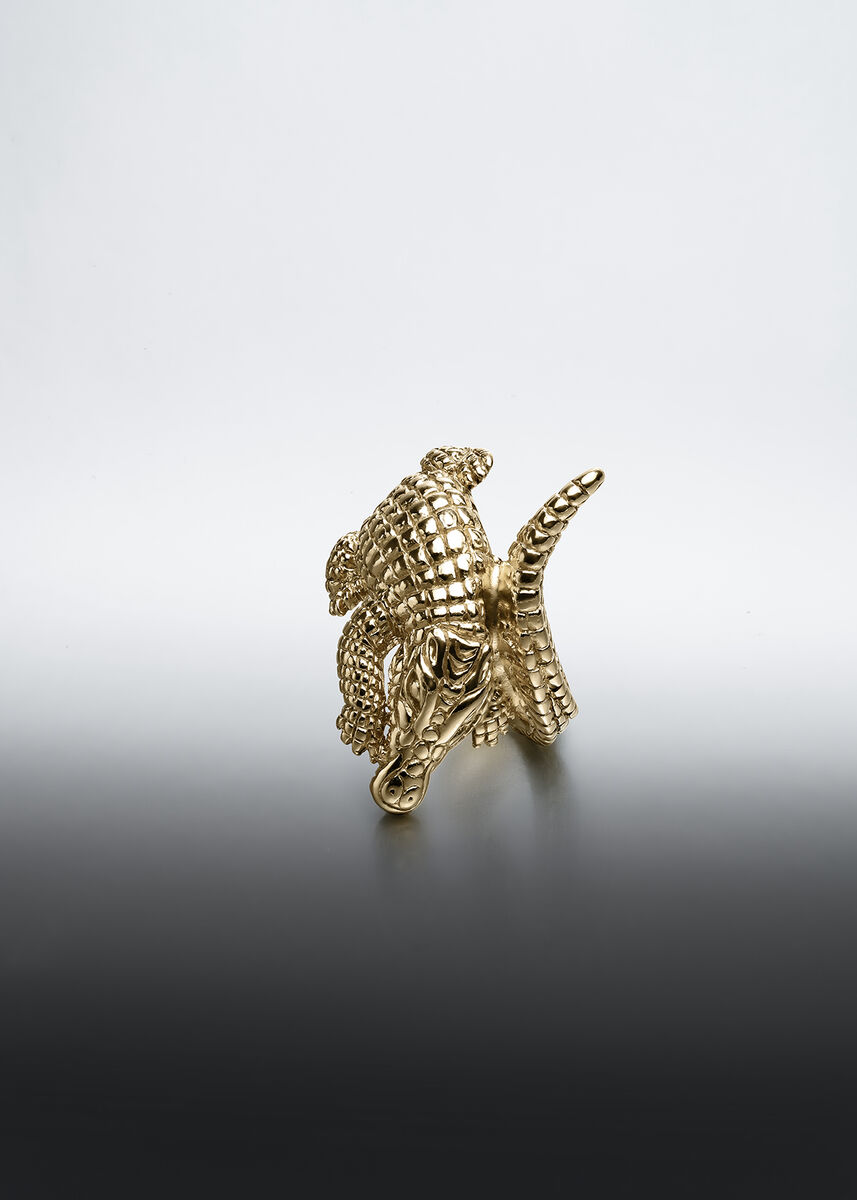 Gold plated silver crocodile ring, J00825-02-NEW, hi-res