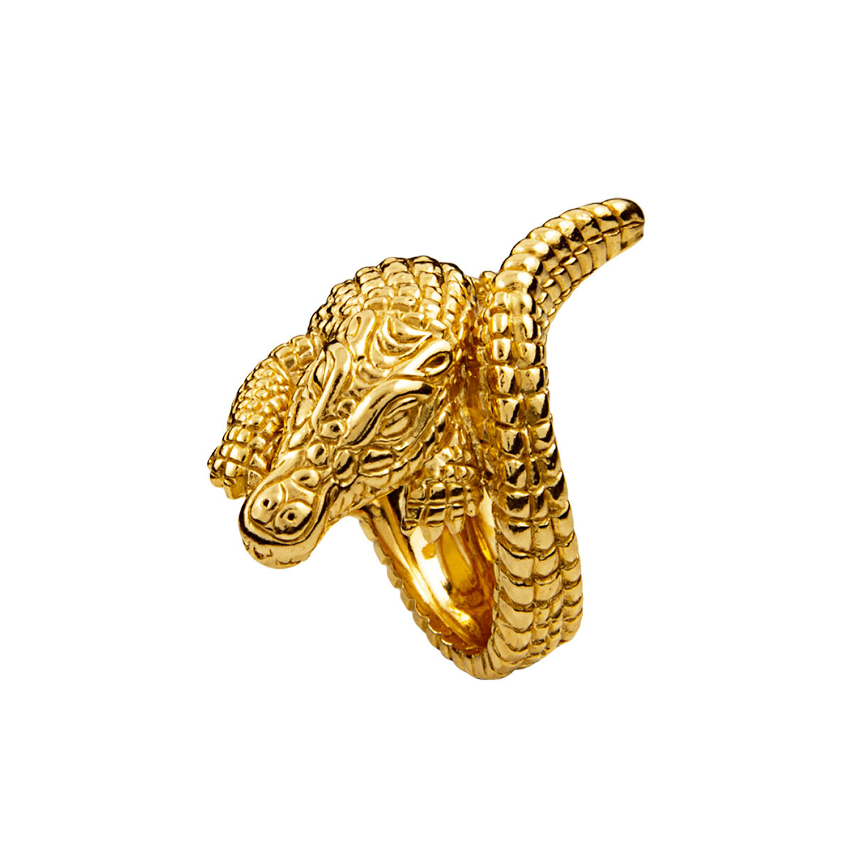 Gold plated silver crocodile ring, J00825-02-NEW, hi-res