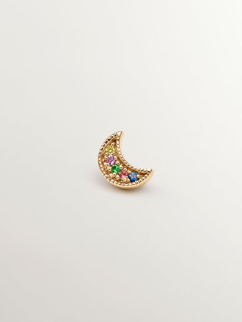 Individual 9K yellow gold earring with multicolor sapphires and tsavorites. image number 0