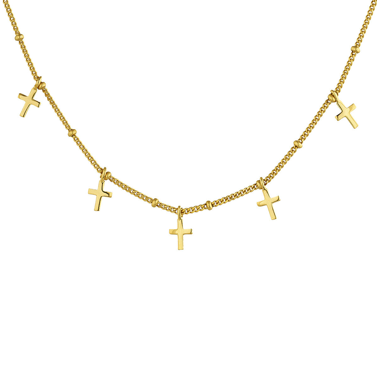 Collar multi cruces plata recubierta oro , J04863-02, mainproduct