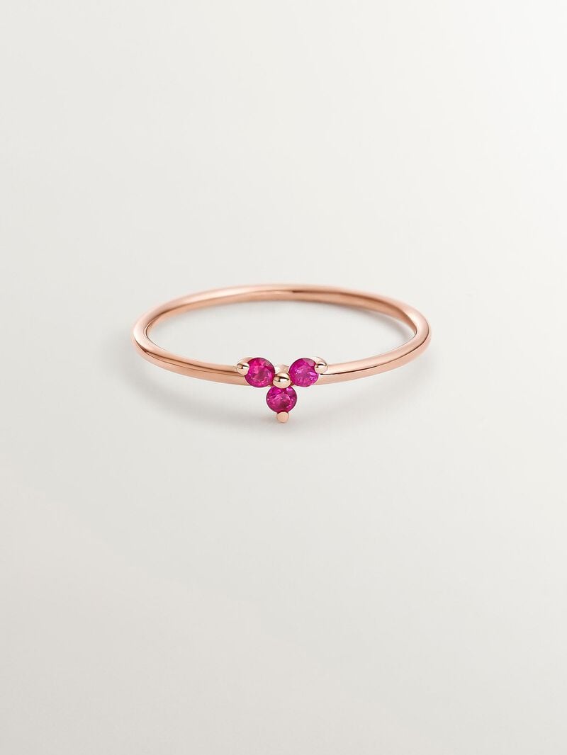 9K Rose Gold Ring with Ruby Clover image number 2