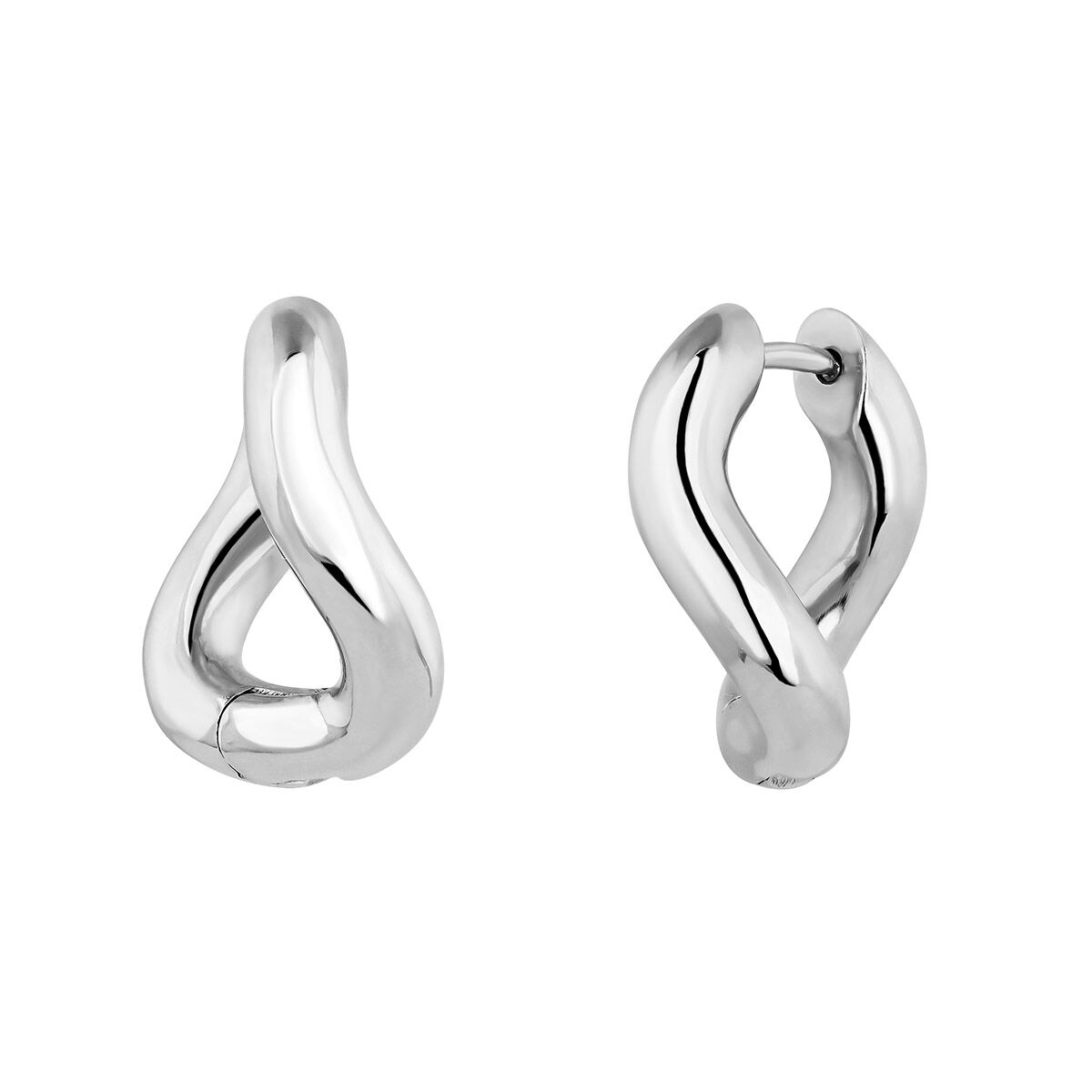 Medium thick wavy hoop earrings in silver, J05134-01, hi-res