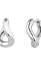 Medium thick wavy hoop earrings in silver, J05134-01