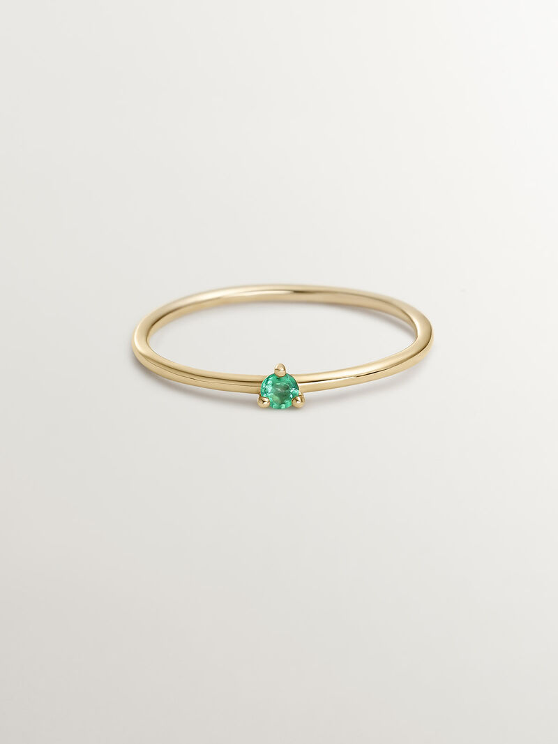 9K Yellow Gold Solitaire Ring with Emerald image number 2