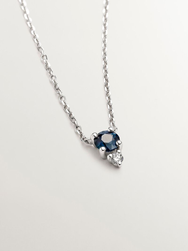 18K white gold pendant with sapphire and diamond. image number 2