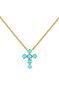 9kt gold turquoise cross necklace , J04709-02-TQ