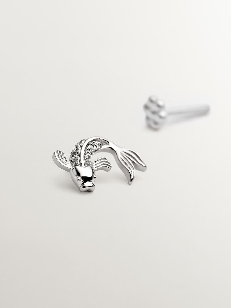 18K White Gold Piercing with Diamonds and Fish Shape image number 4