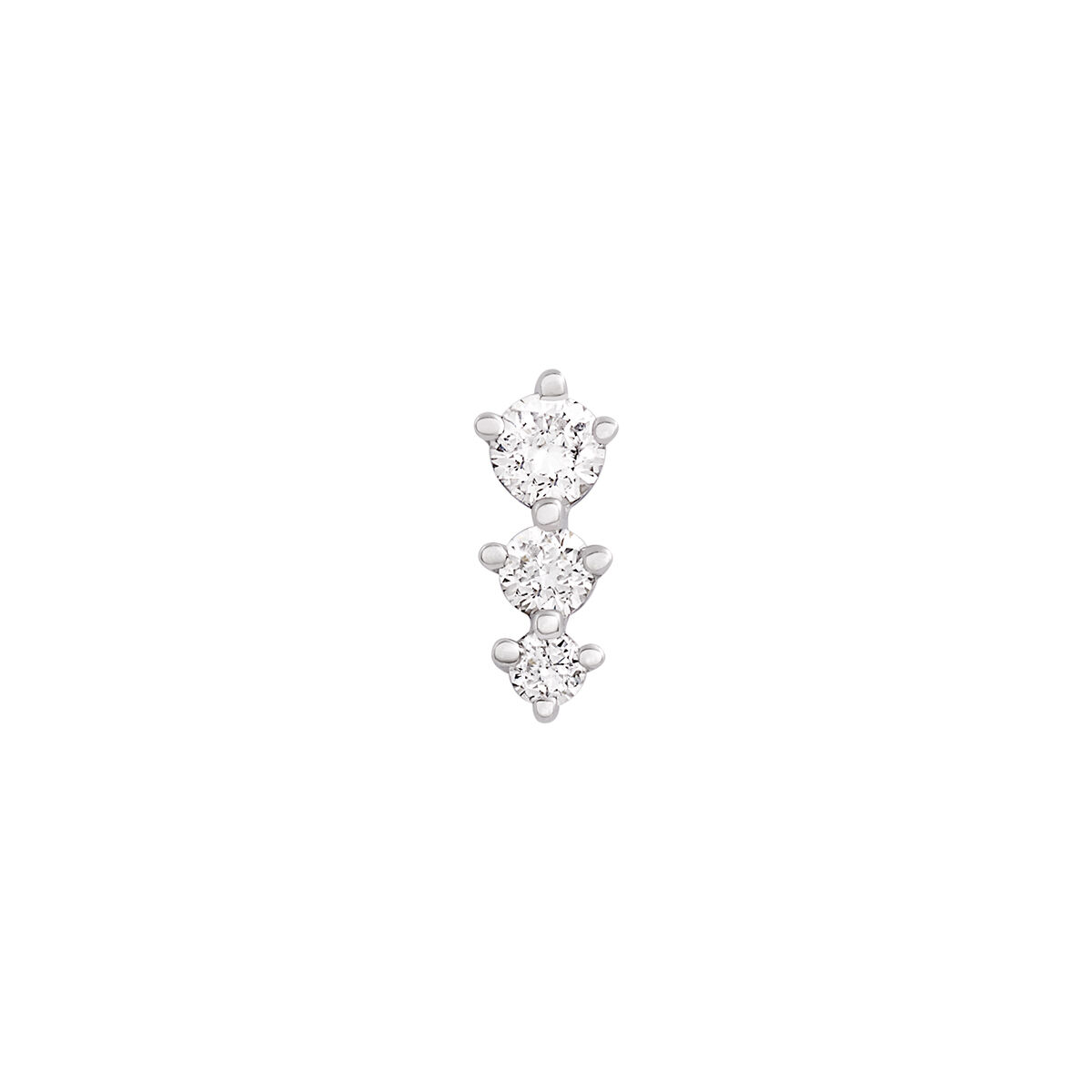 Single triple diamond earring in 18k white gold, J03356-01-H, hi-res
