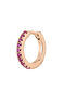 Single small hoop earring in 9k rose gold with pink rubies, J04971-03-RU-H