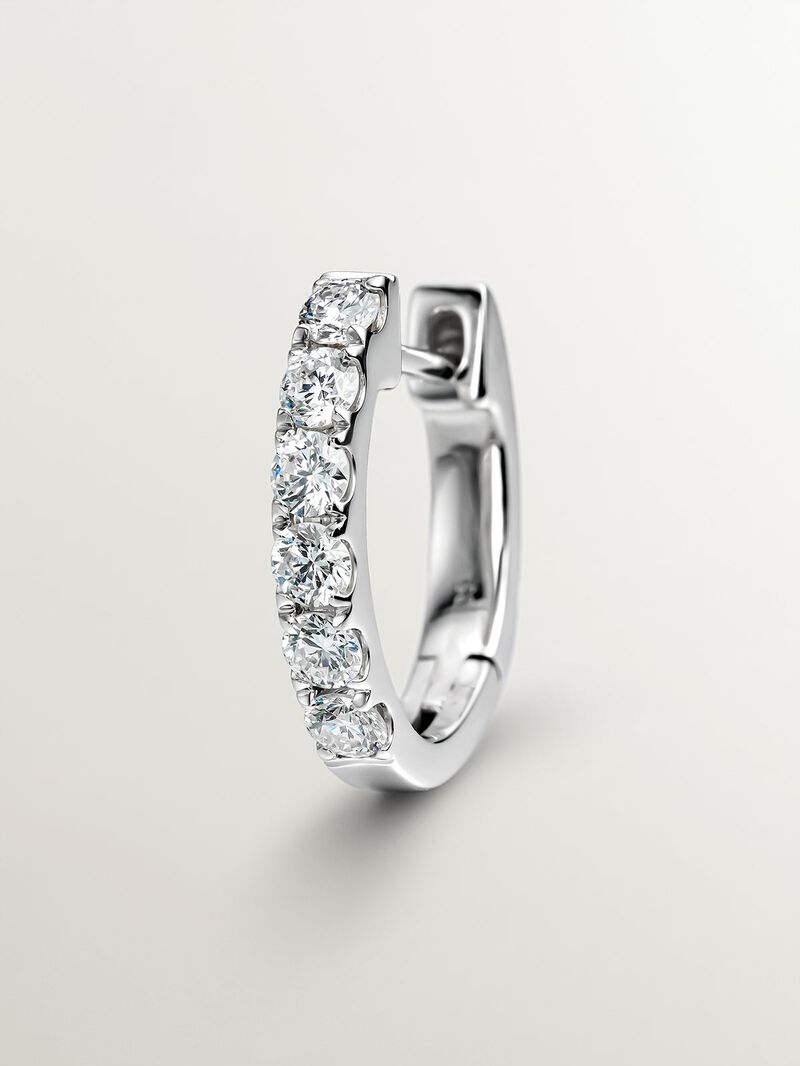 18K white gold single hoop earring with brilliant-cut diamond image number 4