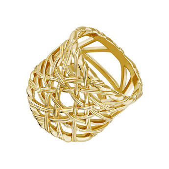 Large gold plated wicker ring , J04411-02,hi-res