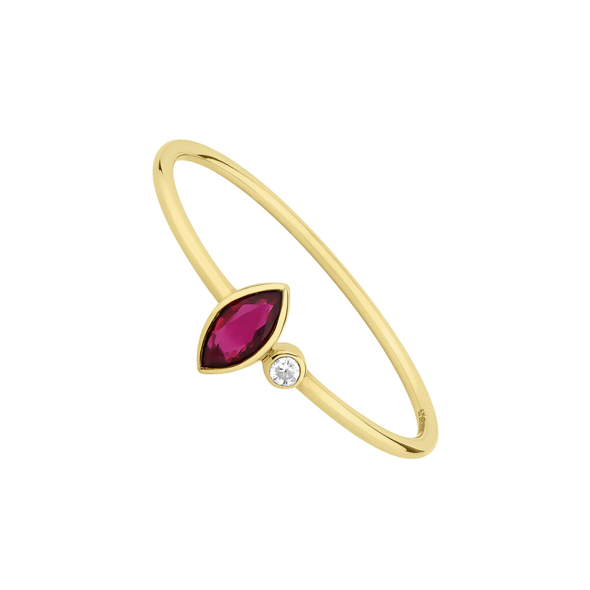 9 ct gold ruby ring with geometric motif., J04976-02-RU, hi-res