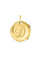 Charm medalla inicial D artesanal plata recubierta oro , J04641-02-D