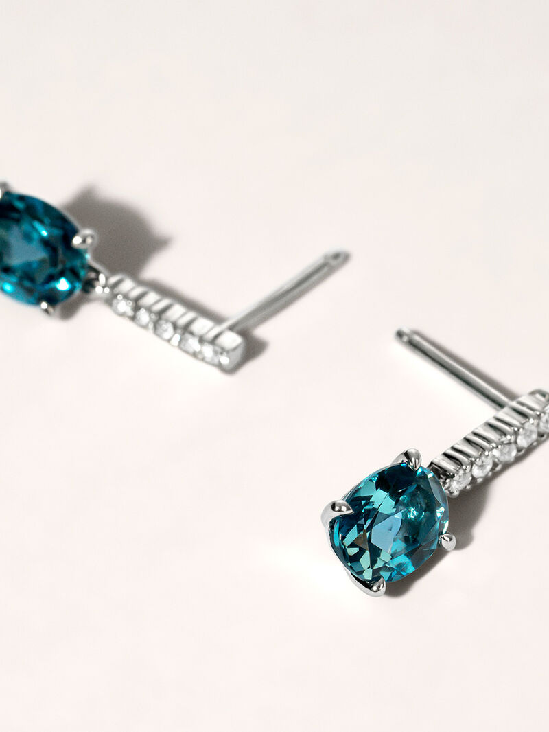 925 Silver Earrings with White and London Blue Topaz image number 9