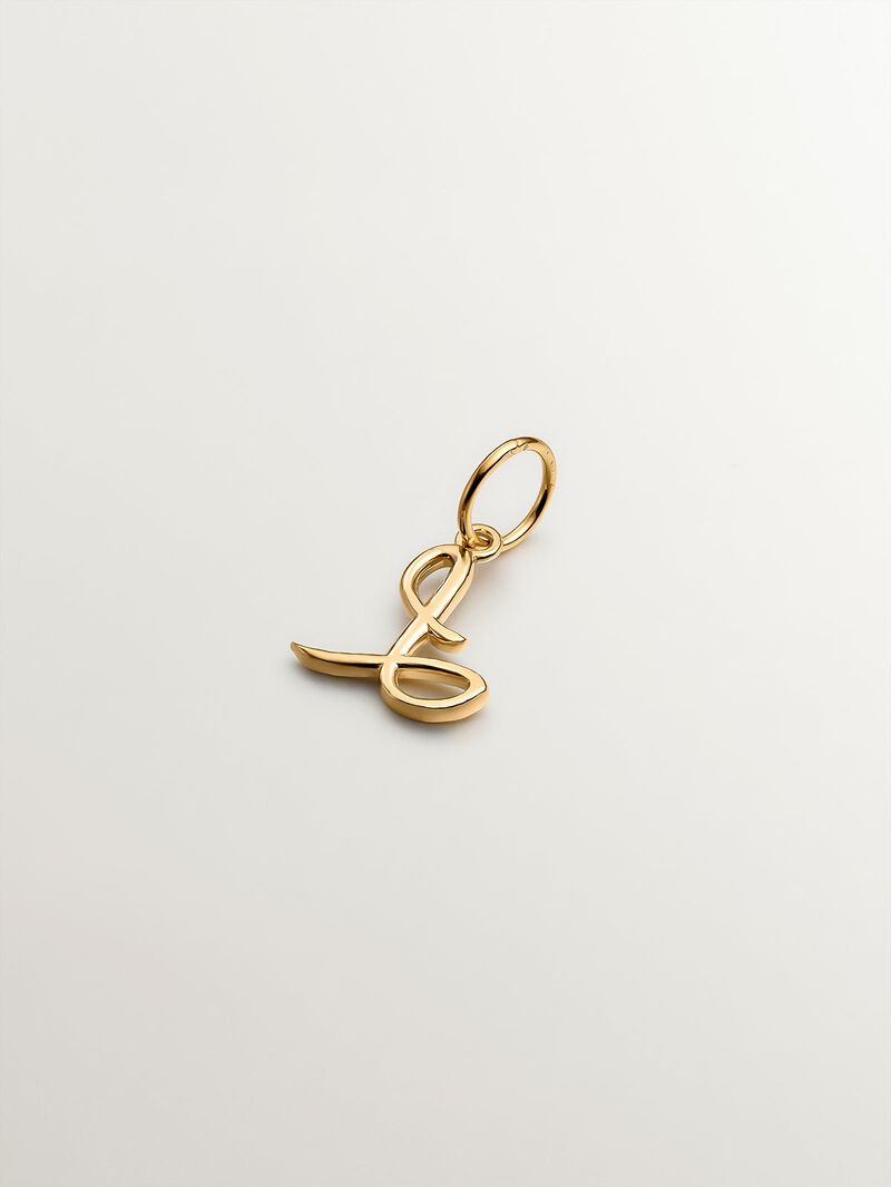 18K yellow gold-plated 925 silver charm with initial L image number 1