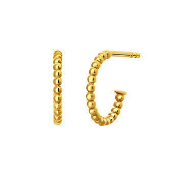 Gold-plated silver ball hoop earrings  , J03704-02,hi-res