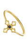 Bague croix argent plaqué or avec spinelle , J04225-02-BSN