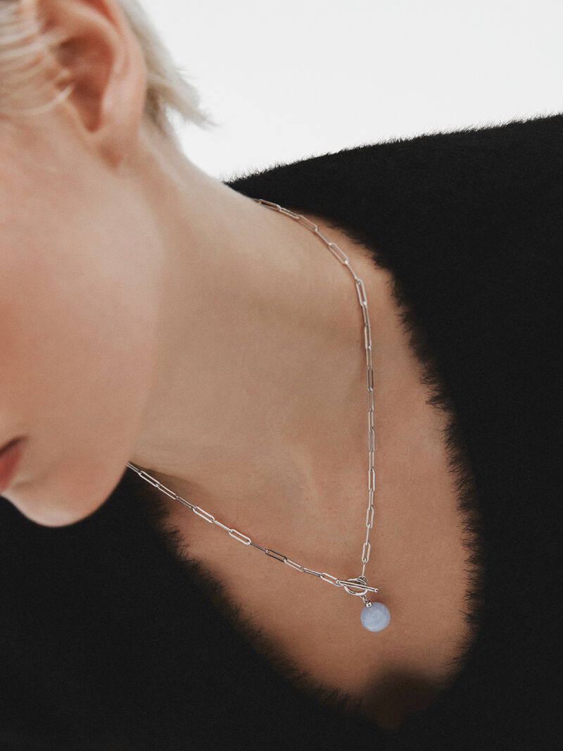 925 silver chain with blue agate image number 1