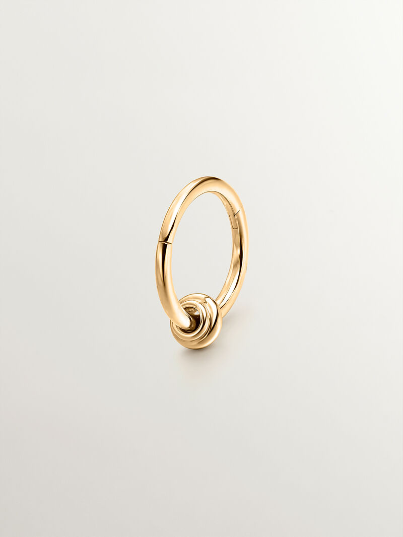 Individual 9K yellow gold hoop earring with a small ball. image number 0