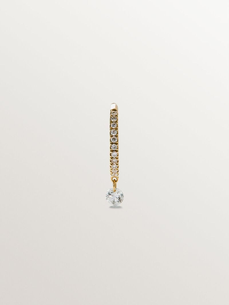18K Yellow Gold Small Hoop Single Earring with Diamonds image number 0