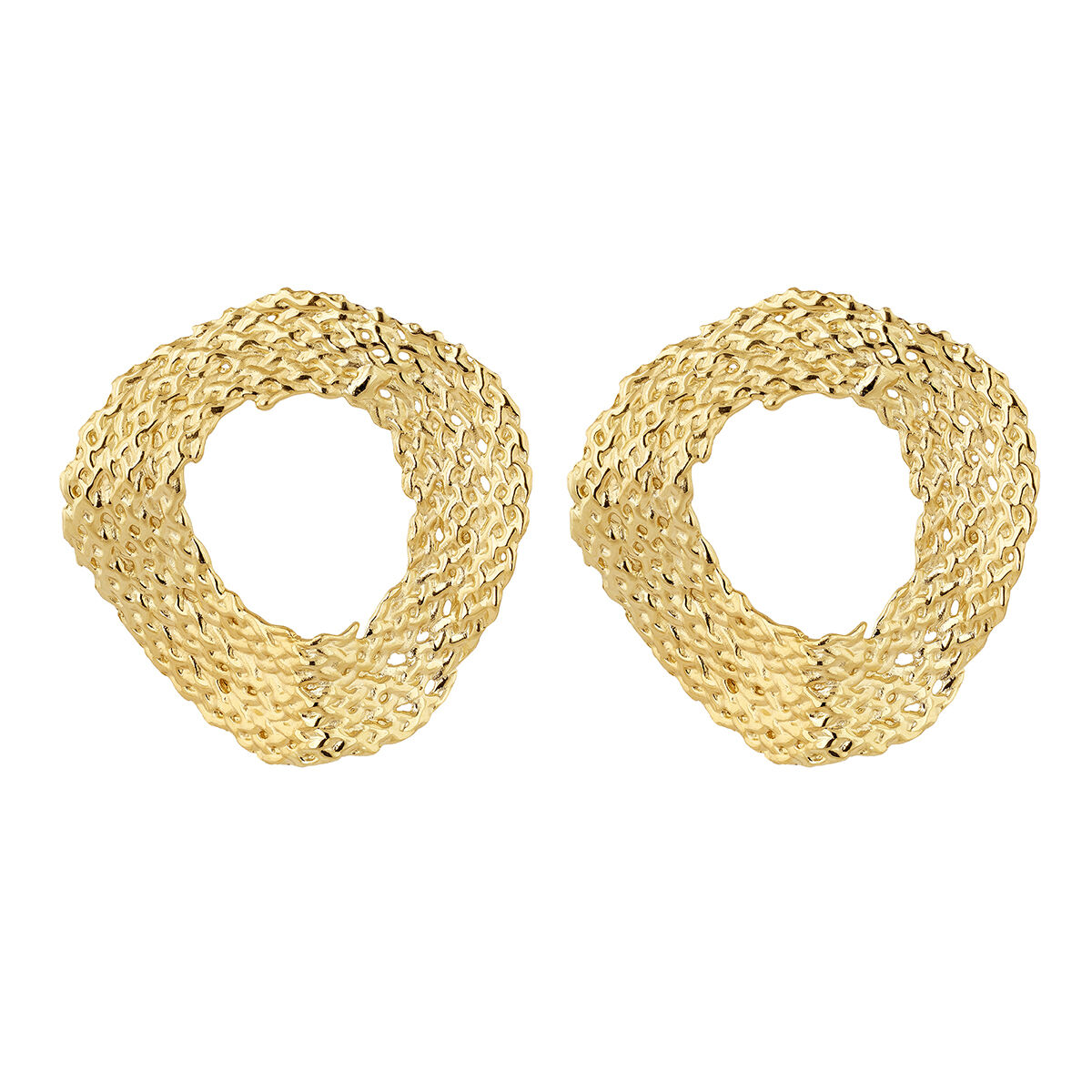 Large gold plated wicker circle earrings , J04417-02, hi-res