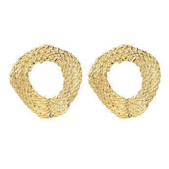 Large gold plated wicker circle earrings , J04417-02,hi-res