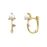 9K pearl and pink sapphire hoop earrings, J04895-02-WP-PS