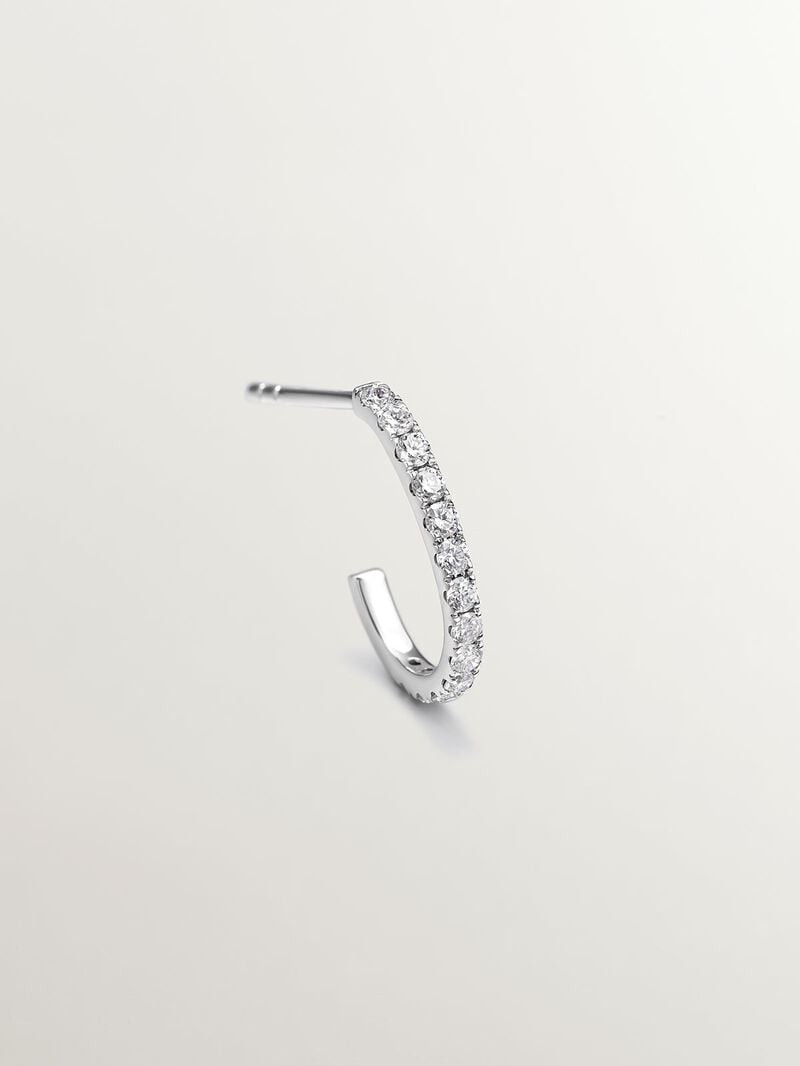 Individual small hoop earring made of 18K white gold with 0.20cts diamonds. image number 2