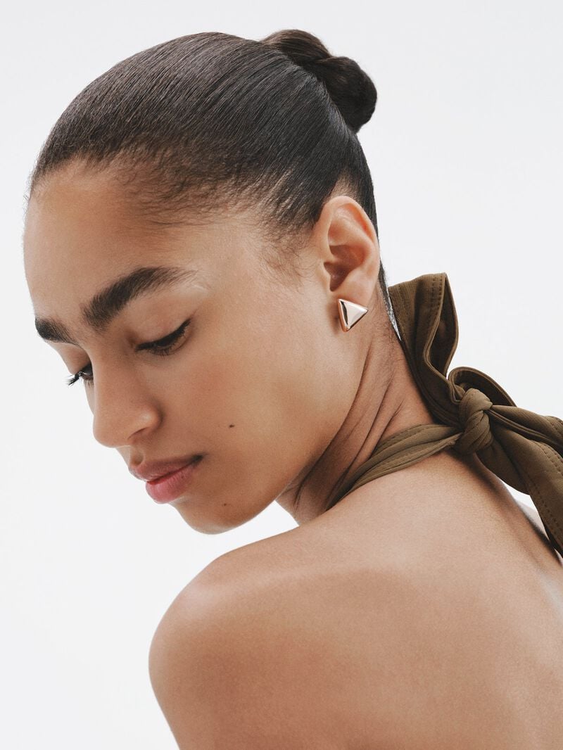 18K rose gold plated 925 silver earrings with triangular shape image number 3