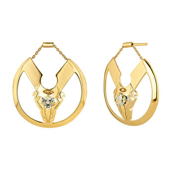 Gold plated fantasy sphere earrings , J04560-02-GQ,hi-res