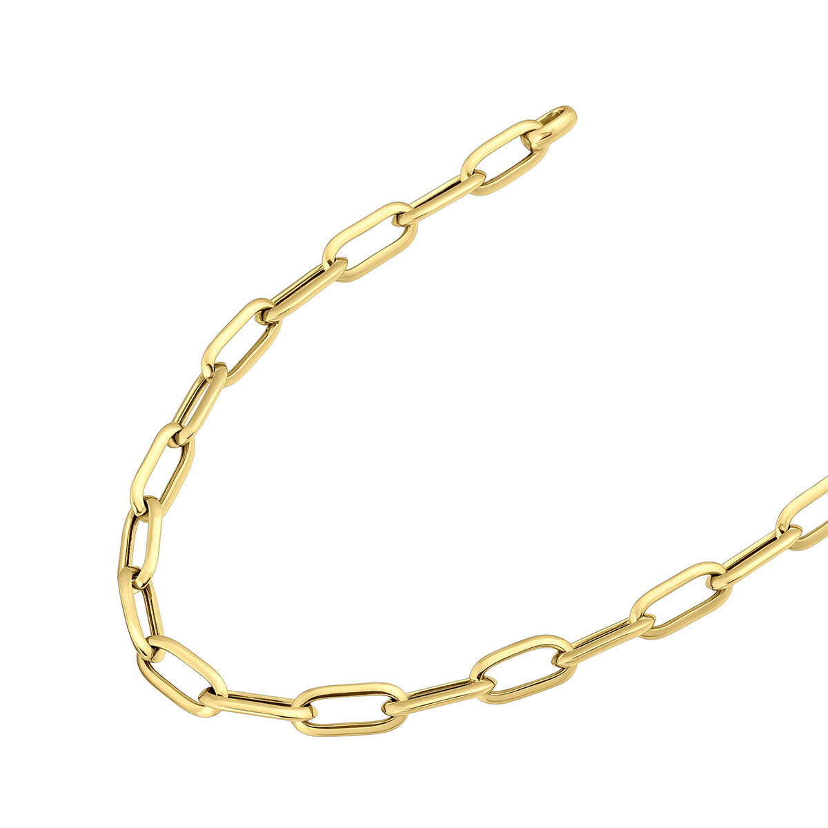 Rectangular cable link chain in 18k yellow gold-plated silver, J05340-02-45, hi-res