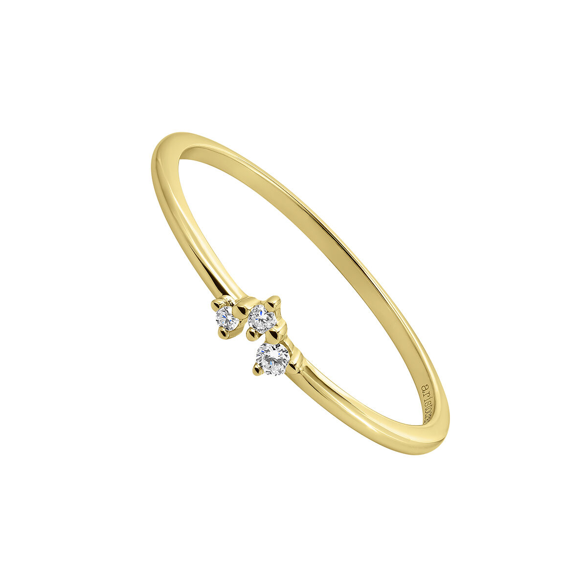 9kt yellow gold triple ring with 0.027ct diamonds , J04953-02, hi-res