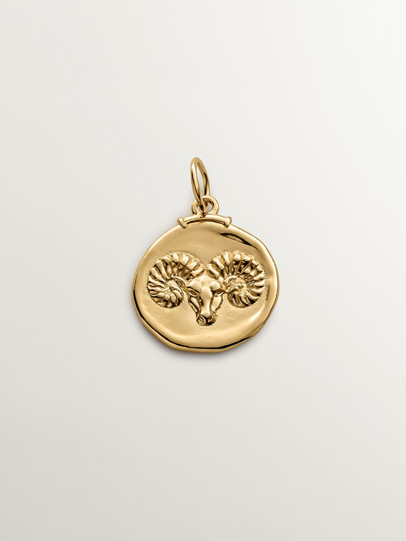 Aries Charm made of 925 silver bathed in 18K yellow gold. image number 0