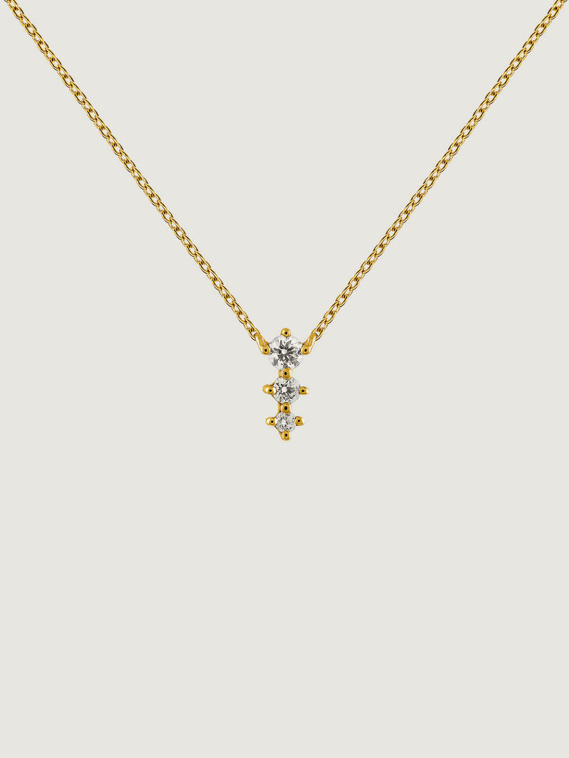 18K yellow gold pendant with triple diamond. image number 0