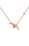 Collar motivo ave y estrella plata recubierta oro rosa , J04604-03