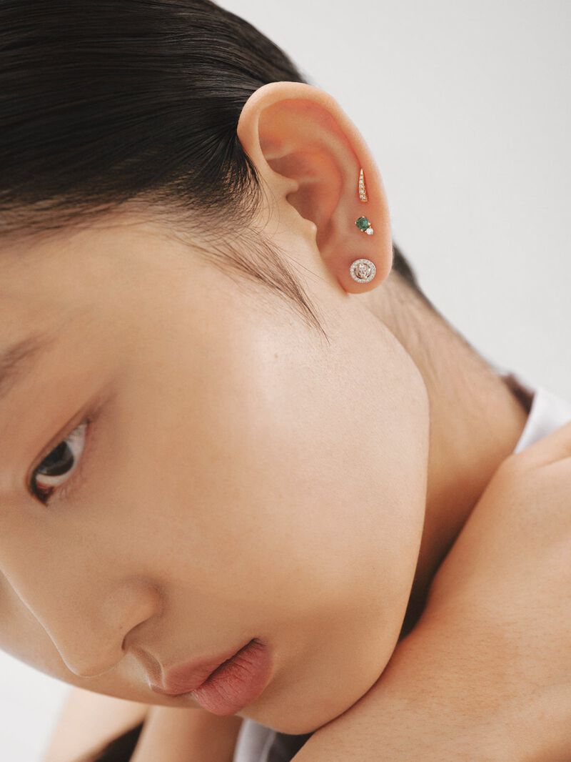 925 Silver earrings with white topazes and white sapphires. image number 5