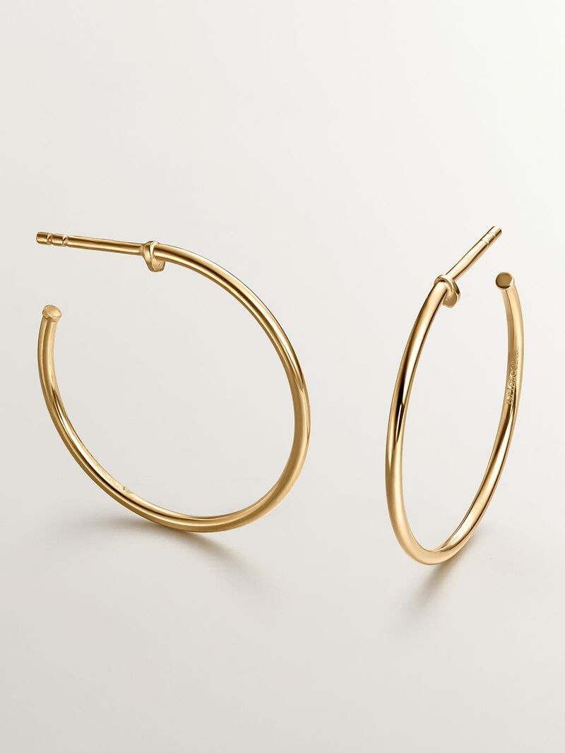 Medium hoop earrings made of 925 silver, coated in 18K yellow gold. image number 2