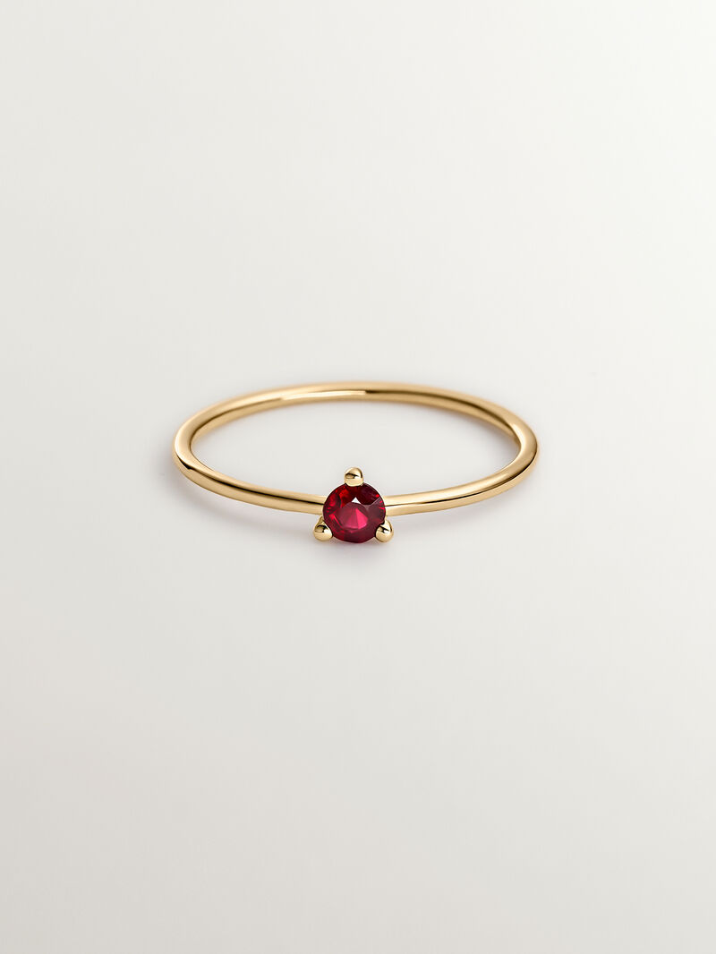 9K Yellow Gold Ring with Red Ruby image number 2