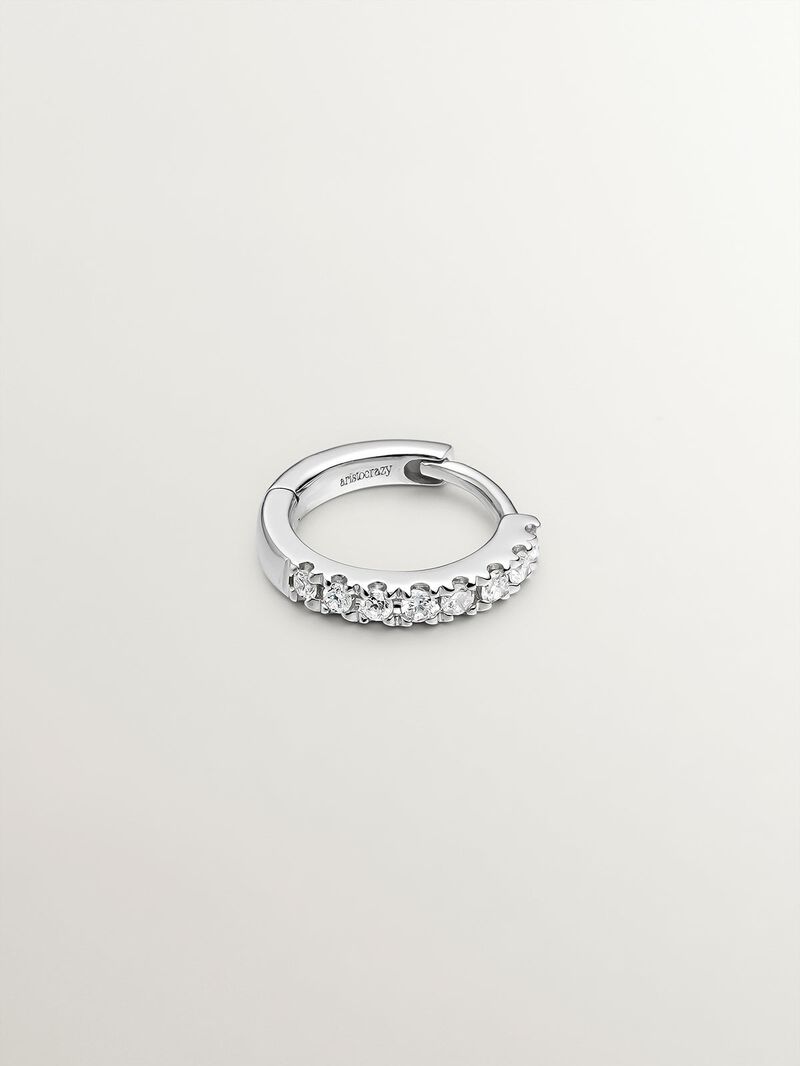 18K white gold single hoop earring with brilliant-cut diamond image number 2