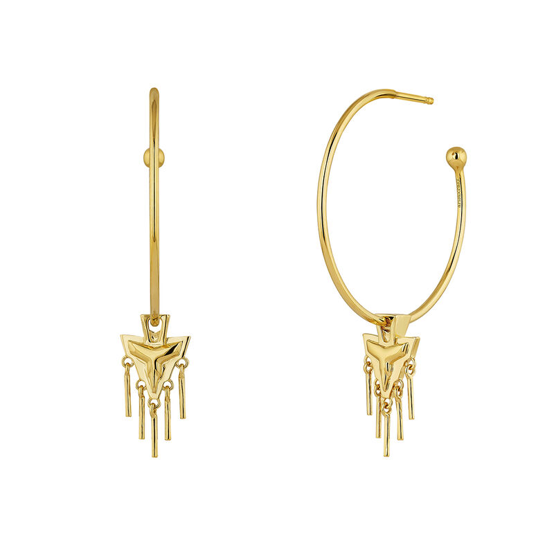 Gold plated motifs hoop earrings, J04562-02, hi-res