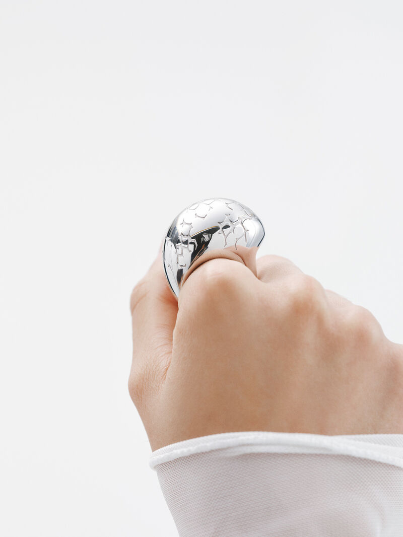 925 silver domed ring with snake texture image number 1