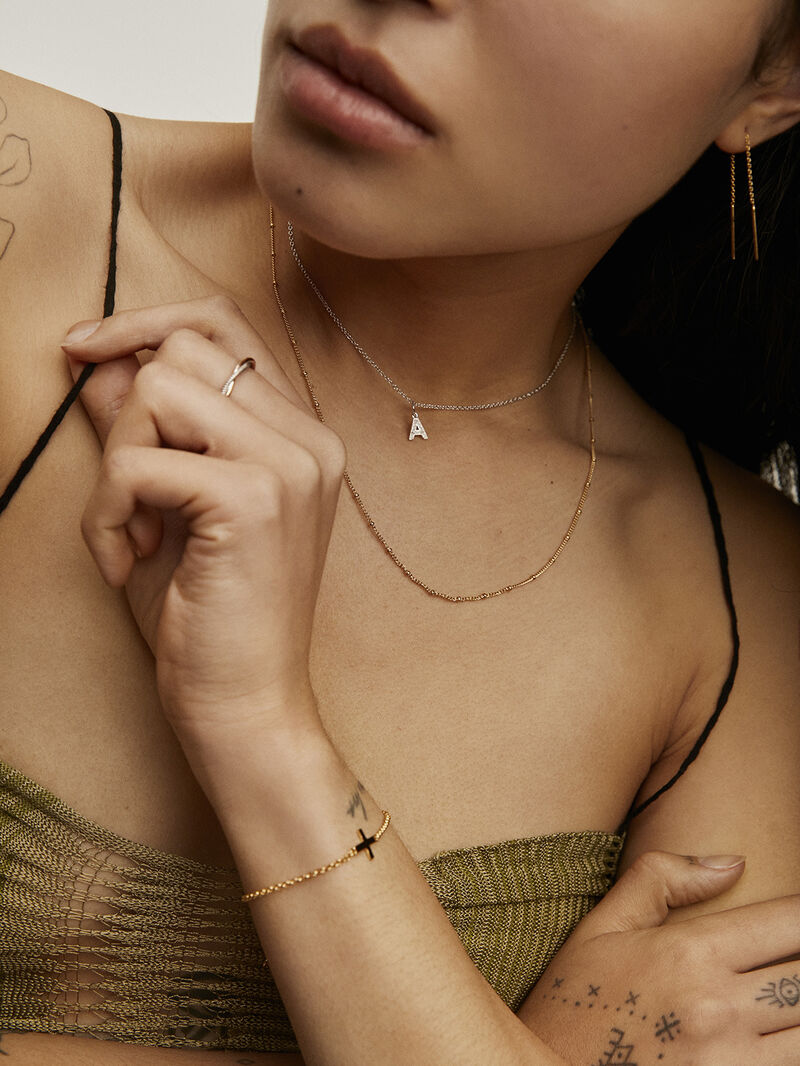 925 Silver chain coated in 18K yellow gold with small spheres image number 5