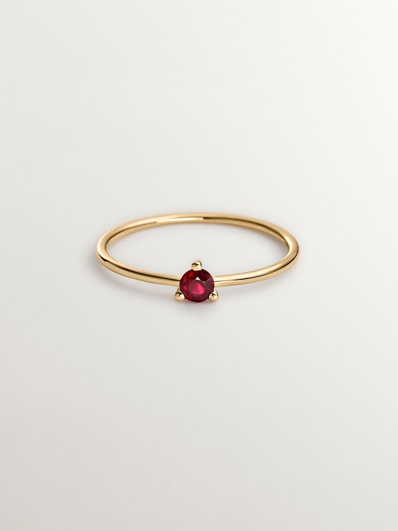9K Yellow Gold Ring with Red Ruby image number 2