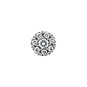 Single earring in 18k white gold with a central diamond (0.03ct) and a diamond rosette , J04208-01-06-H,hi-res